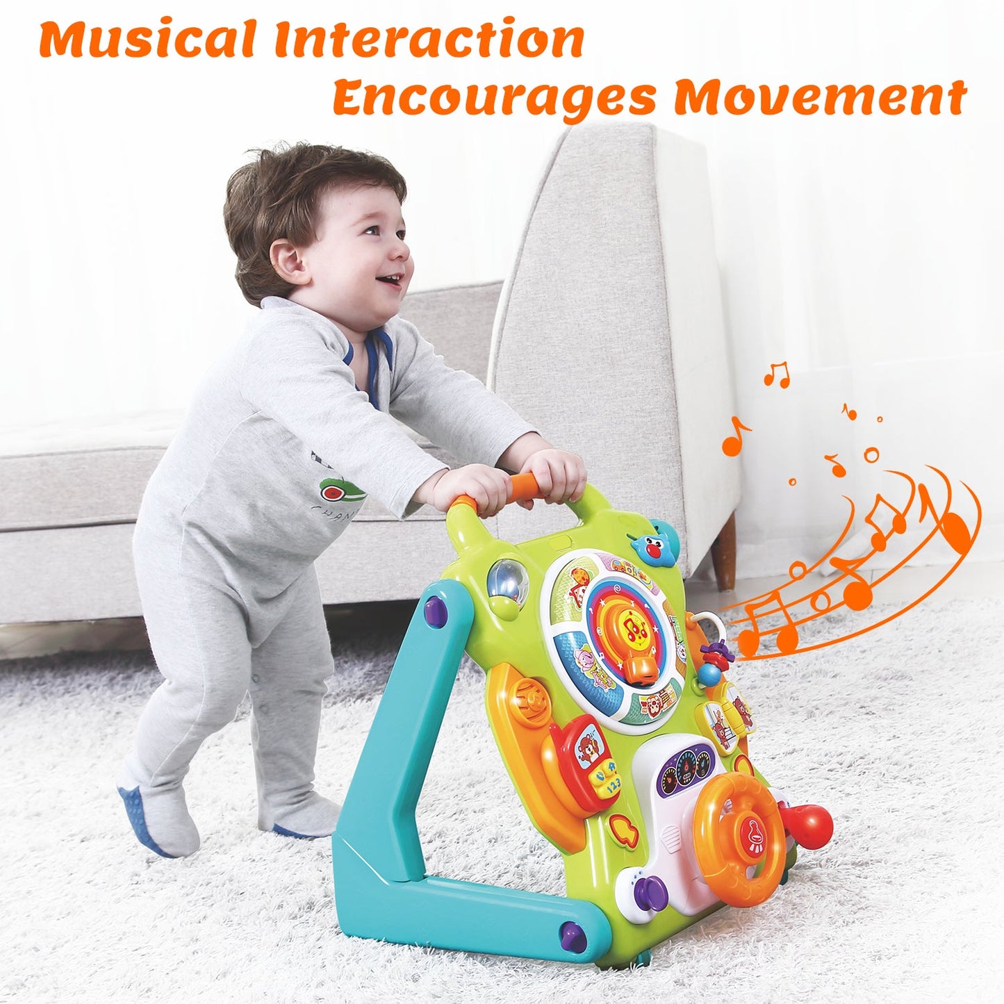 3 in 1 Baby Walker Sit to Stand Infant Toys Musical Fun Table