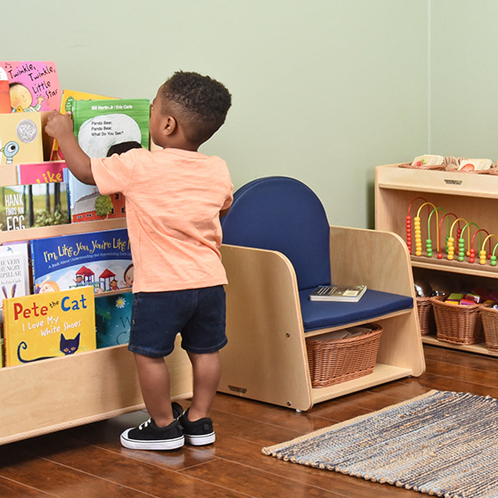 Classic Wooden Chair with Built-In Storage and Cushion | Baltic Birch Classroom Seating